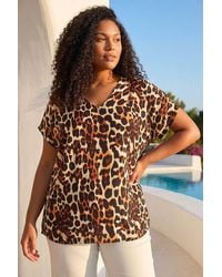 Roman - Curve Animal Print Woven Top - Lyst