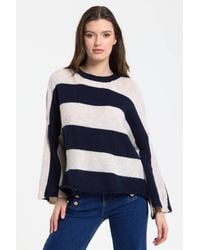 Liquorish - Cream Stripe Wool Blend Jumper - Lyst