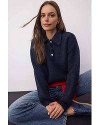 WOVCOR - Loose Fit Special Yarn Knit Sweater W/ Button Collar - Lyst