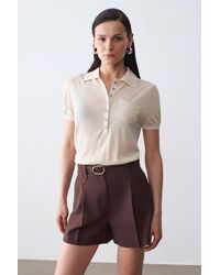 Dilvin - Slim Fit Polo Collar Knitted Blouse - Lyst