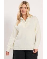 Yours - Zip Neck Knitted Jumper - Lyst