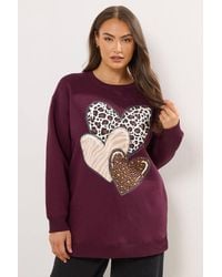 Yours - Triple Heart Print Sweatshirt - Lyst