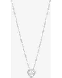 Simply Silver - Sterling Plated Bezel Heart Heart Necklace - Lyst