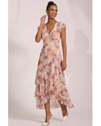 Jolie Moi - Mesh Ruffle Detail Maxi Dress - Lyst