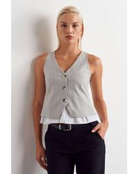 Dilvin - Striped Crop Waistcoat - Lyst