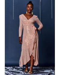 Jolie Moi - Sparkly Glitter Wrap Flare Maxi Dress - Lyst