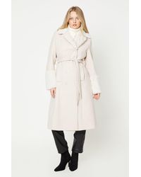 Oasis - Fur Collar Double Breasted Coat - Lyst