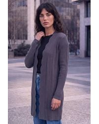 Roman - Rib Knit Scallop Trim Cardigan - Lyst