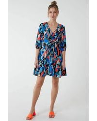 Blue Vanilla - Tie Front 3/4 Sleeve Dress - Lyst