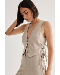 Nasty Gal - Pinstripe Tie Side Tailored Tank - Lyst