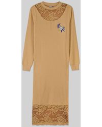 Enorsia - Lace Detail Long Sleeve Midi Dress - Lyst