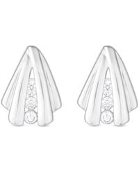 Simply Silver - Sterling Plated Polished & Cubic Zirconia Shell Stud Earrings - Lyst