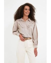 WOVCOR - Ruffle Detail Long Sleeve Woven Shirt - Lyst