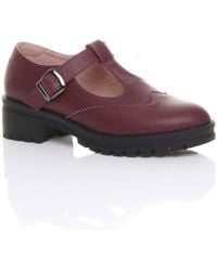 AJVANI - Mid Heel Chunky Brogues Buckled T-Bar Mary Janes - Lyst