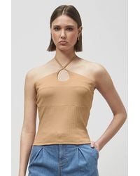 Enorsia - Halter Neck Ribbed Cami Vest Top - Lyst