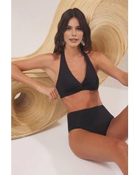 WOVCOR - Ruched Halterneck Triangle Bikini Top - Lyst