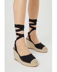 Oasis - Canvas Espadrille Lace Up Wedge - Lyst