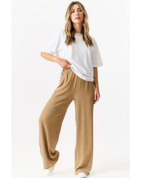 Gini London - Textured Elastic Waist Pull On Trousers - Lyst