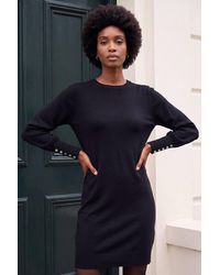 Roman - Button Detail Slash Neck Knitted Stretch Dress - Lyst