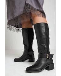 Yours - Buckle Stretch Panel Knee High Boots - Lyst