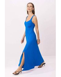 WOVCOR - Sweetheart Strappy Flared Maxi Dress W/ Side Slit - Lyst