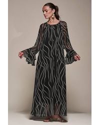 Jolie Moi - Chiffon Long Sleeve Shift Maxi Dress - Lyst
