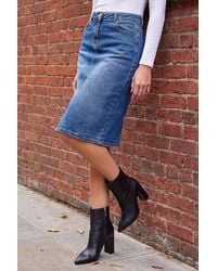 Roman - Cotton Denim Stretch A Line Skirt - Lyst