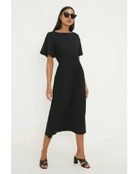 Dorothy Perkins - Shirred Waist Short Sleeve Midi Dress - Lyst