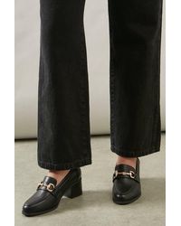 Wallis - Wide Fit Lydia Faux Leather Snaffle Trim Apron Front Medium Heeled Loafers - Lyst