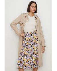 Oasis - Slinky Jersey Floral Printed Pleated Midi Skirt - Lyst