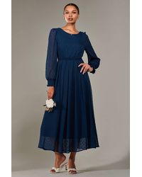 Jolie Moi - Long Sleeve Chiffon Midaxi Dress - Lyst