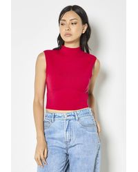 Apricot - High Neck Knitted Crop Top - Lyst