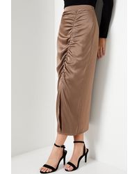 Oasis - Ruched Satin Maxi Skirt - Lyst