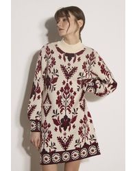 Apricot - Folk Floral Mini Jumper Dress - Lyst