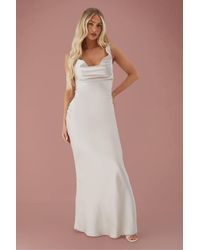 MissPap - Premium Satin Cowl Neck Fishtail Maxi Bridesmaid Dress - Lyst