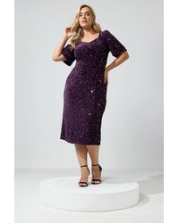 Yours - Sequin Velvet Dress - Lyst
