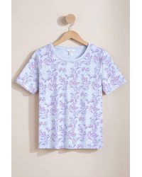Enorsia - Crayon Leaf Combed Cotton Relax Fit T-Shirt - Lyst