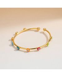 The Colourful Aura - Turkish Evil Eye Adjustable Boho Geometric Open Bracelet Bangle - Lyst