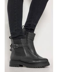 Long Tall Sally - Leather Brogue Detail Chelsea Boots - Lyst