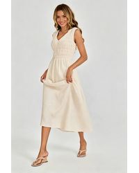 FS Collection - Sleeveless Shirred Bodice Midi Dress - Lyst