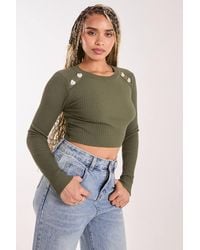 Pink Vanilla - Heart Embellishment Rib Knit Top - Lyst