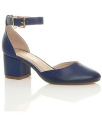 AJVANI - Mid Block Heel Ankle Strap 2 Part Heels - Lyst