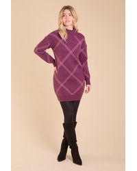 Dorothy Perkins - High Neck Print Mini Dress - Lyst