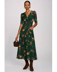 Jolie Moi - Half Sleeve Print Lace Maxi Dress - Lyst