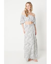 Oasis - Spot Pleated Tiered Maxi Skirt - Lyst