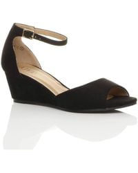 AJVANI - Mid Wedge Heel Ankle Strap Sandals - Lyst