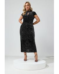 Yours - Velvet Sequin Keyhole Maxi Dress - Lyst