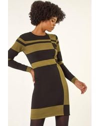 Roman - Colour Block Knitted Dress - Lyst
