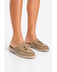 Miss Diva - Adaloria Padlock Charm Backless Flat Loafers - Lyst