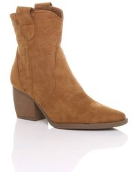 AJVANI - Mid Cuban Heel Pointed Toe Western Cowboy Ankle Boots - Lyst